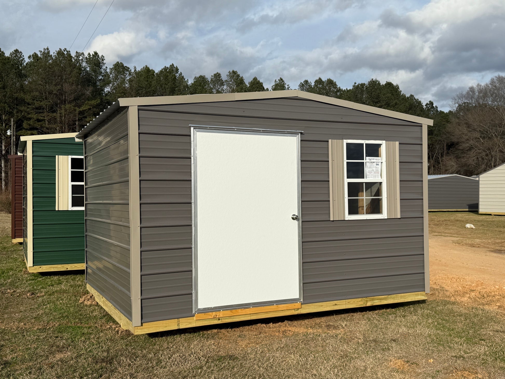 10x14 Charcoal/ Taupe Regular Roof portable building 