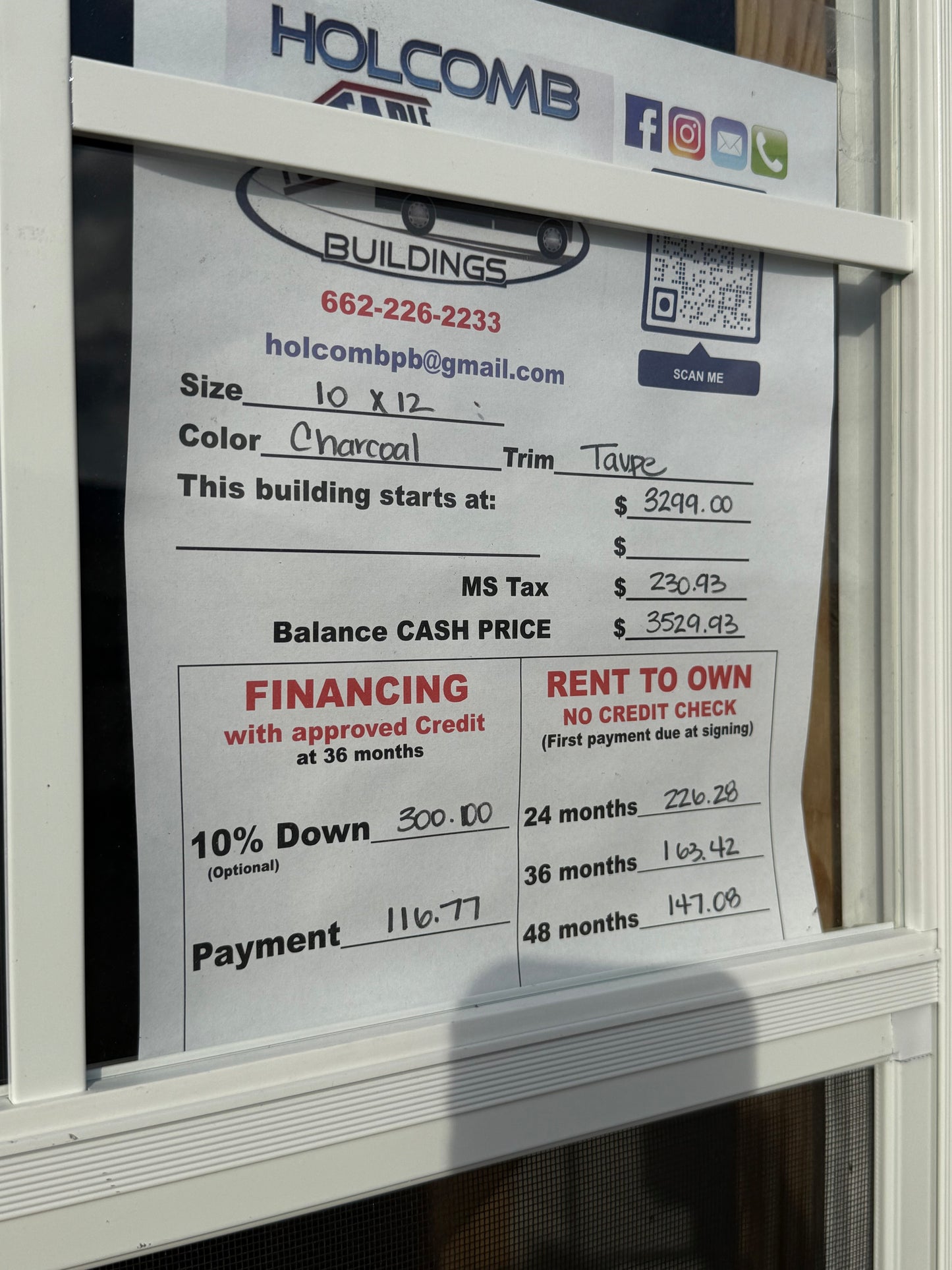 pricing for 1x12 regular roof portable building 