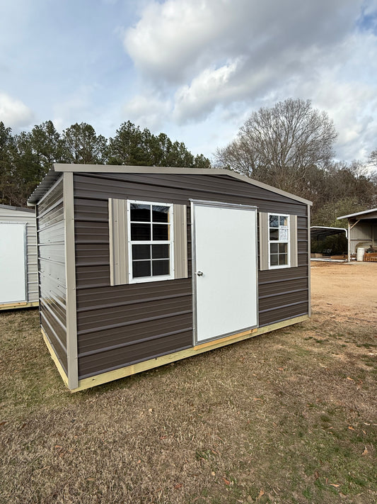 8x14 Burnished Slate/Taupe regular roof portable building 