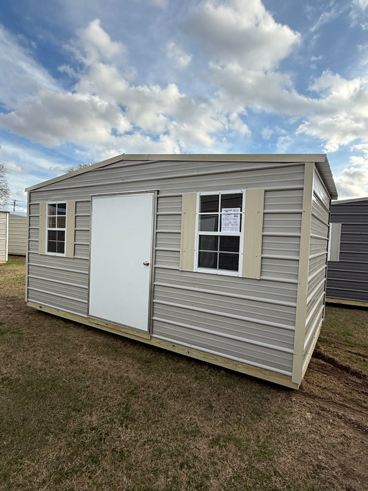 8x16 Gray/Light Stone regular roof portable building 