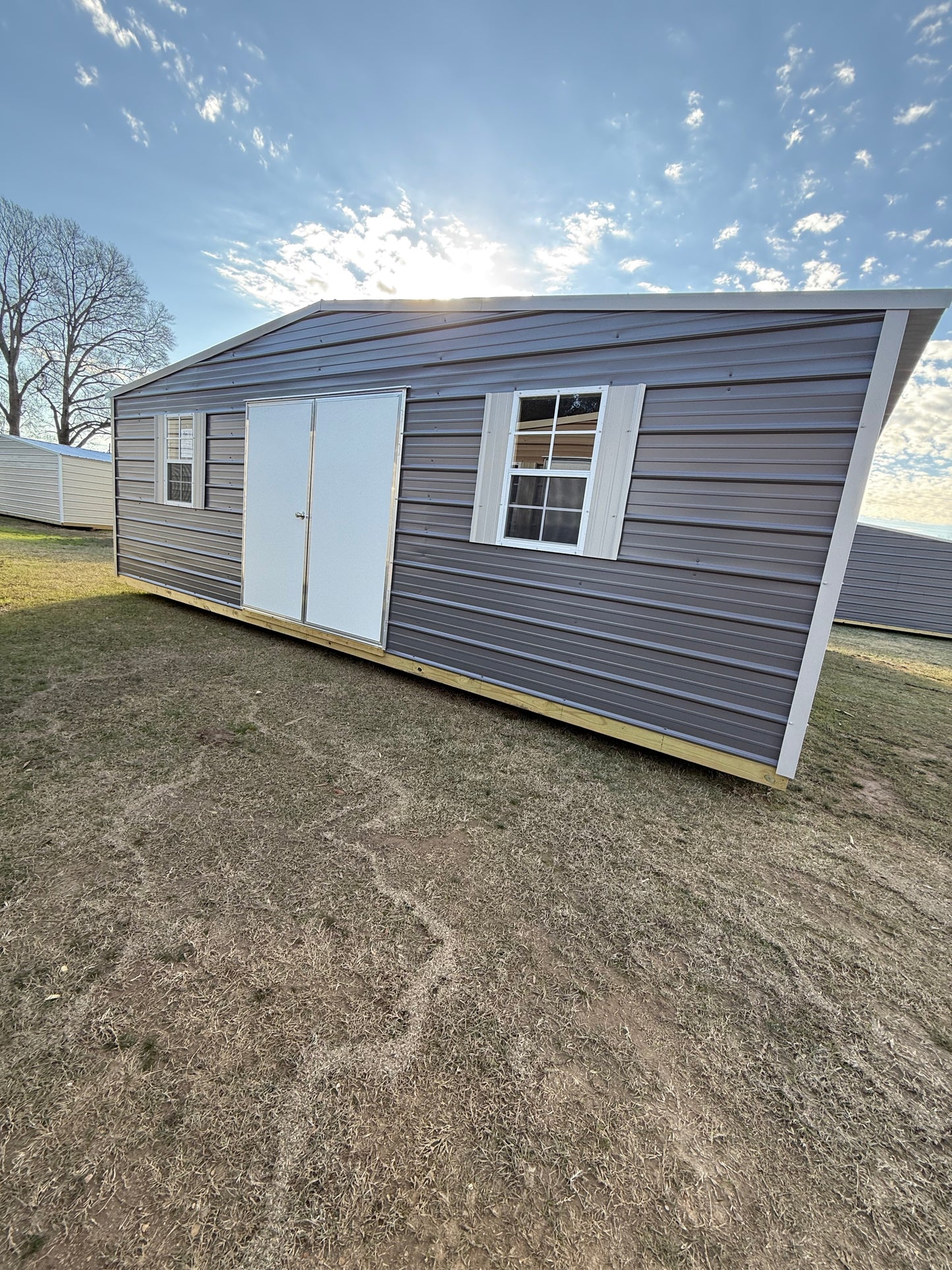 12x24 charcoal/gray regular roof portable building