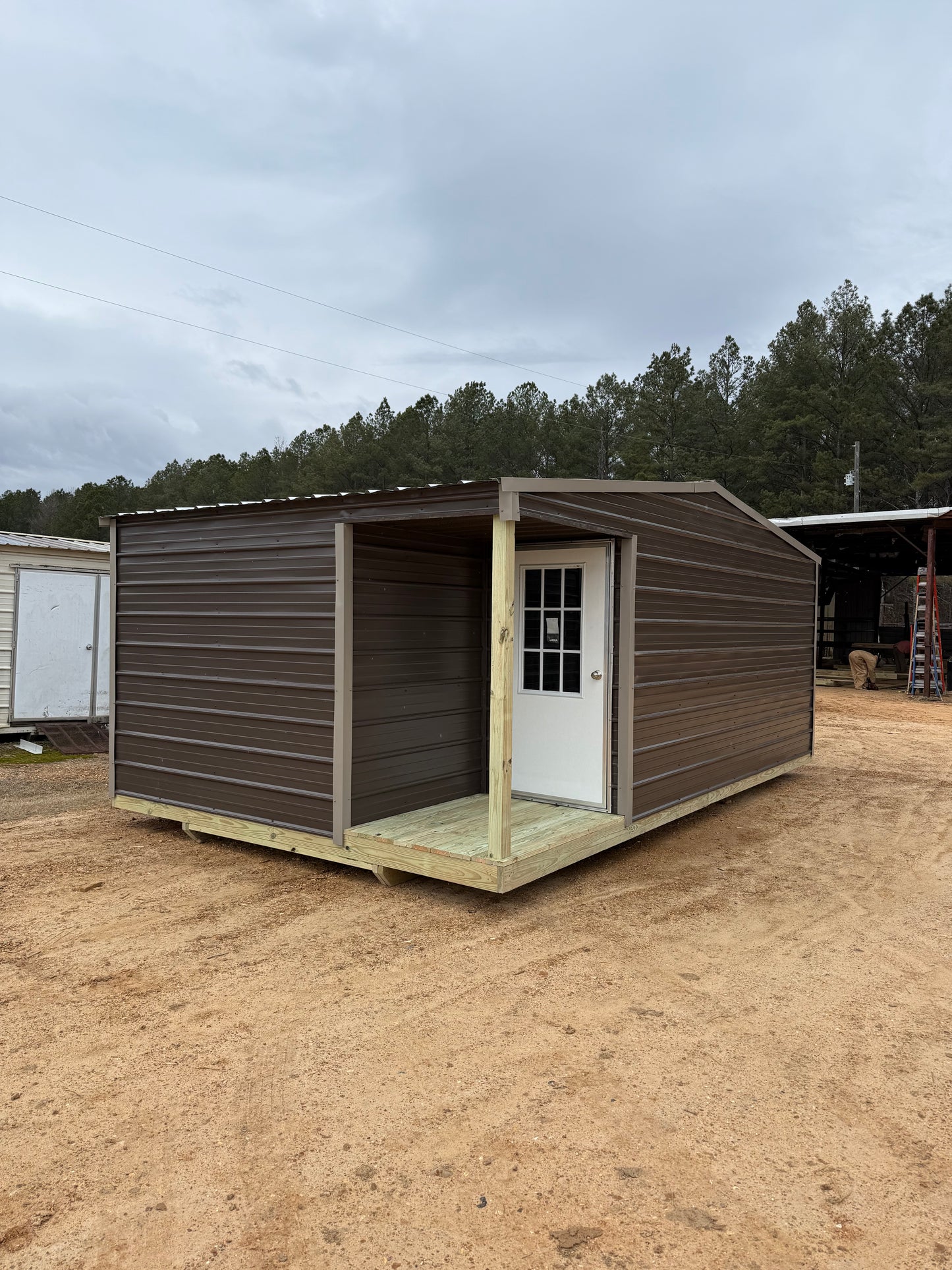 12x20 Burnished Slate/Taupe Corner Porch 