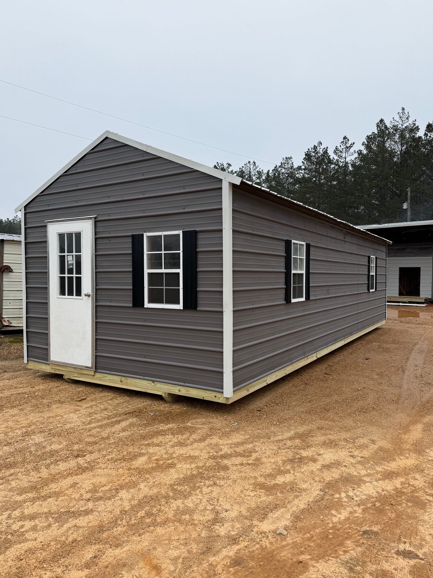 12x32 Peak Portable Building Charcoal/Alamo White/Black