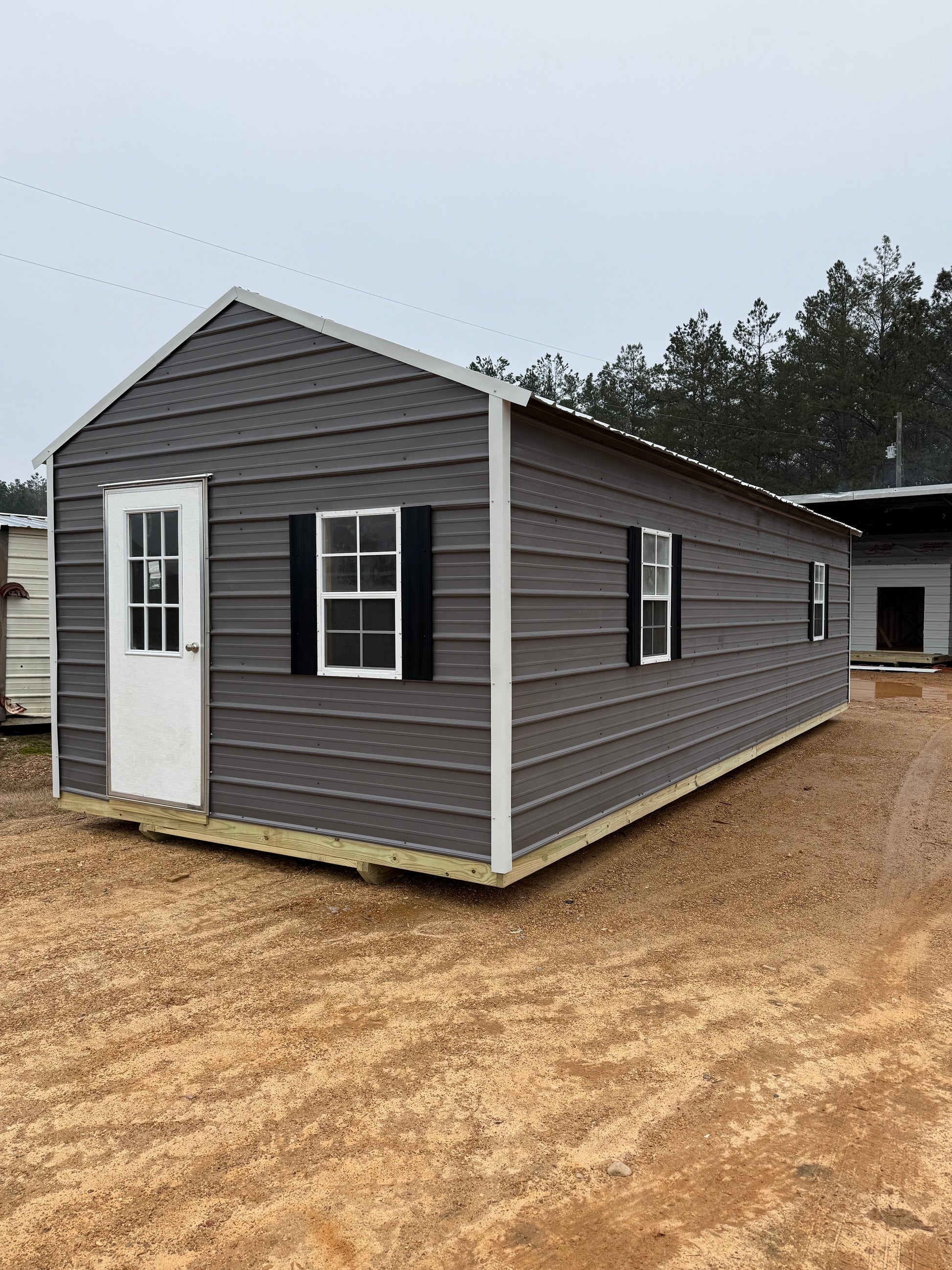 12x32 Peak Portable Building Charcoal/Alamo White/Black