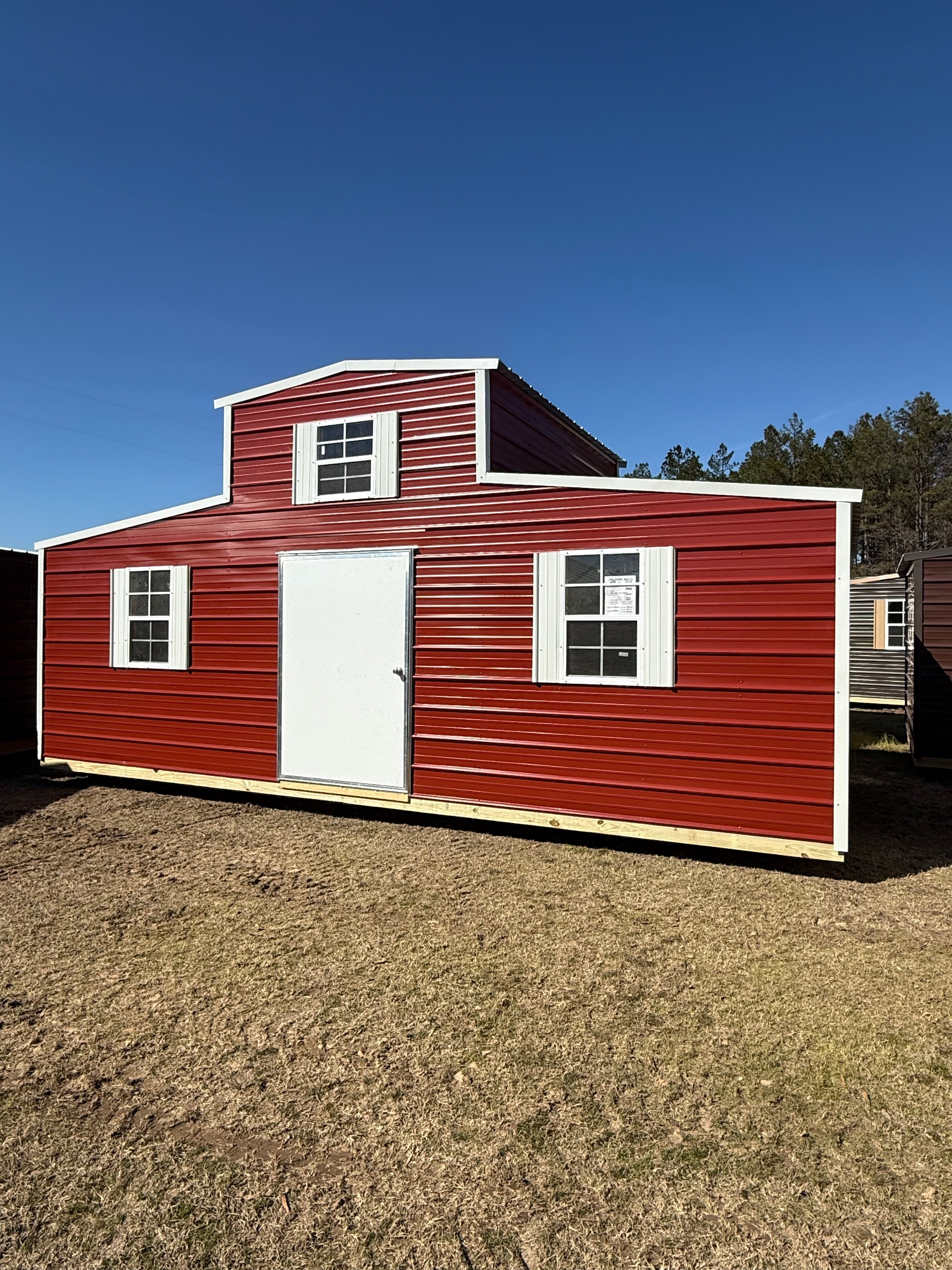 12x24 Lofted Barn Portable Building- Rustic Red/Alamo White – Holcomb ...