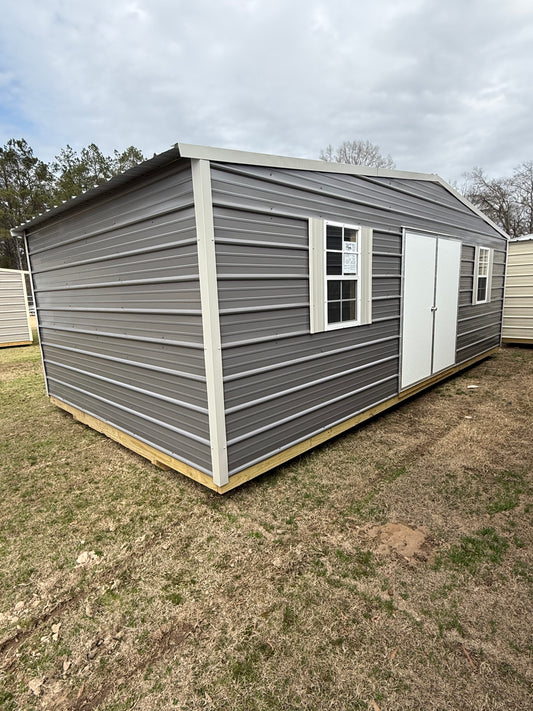 12x24 Portable Building Charcoal/Gray with Double Doors 