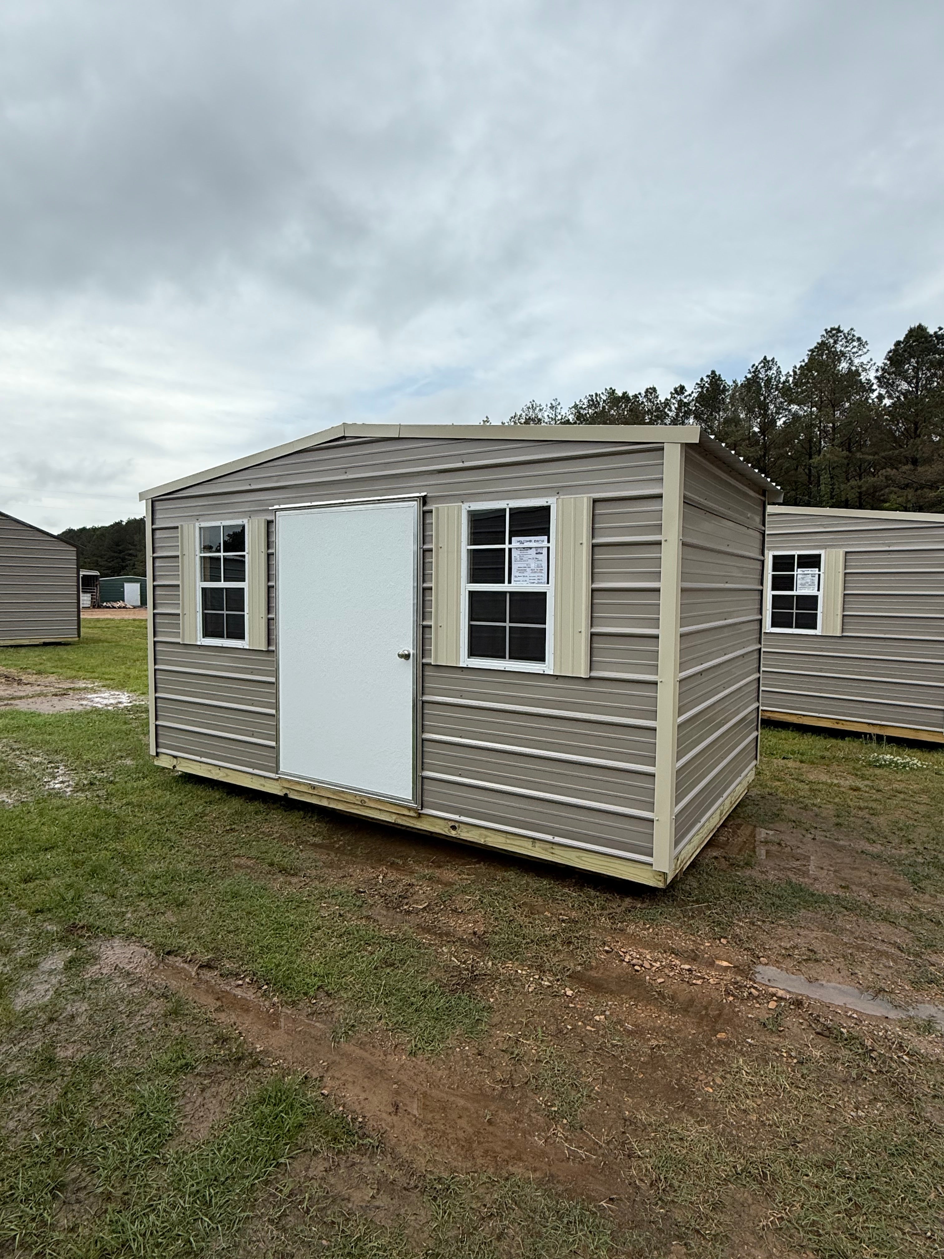 Portable Regular 8x14 Regular Roof Portable Building - Taupe/Light Stone – Holcomb Buildings