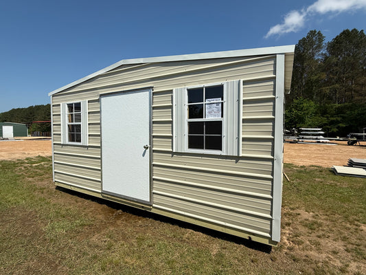 8x16 Light Stone/Alamo White regular roof portable building