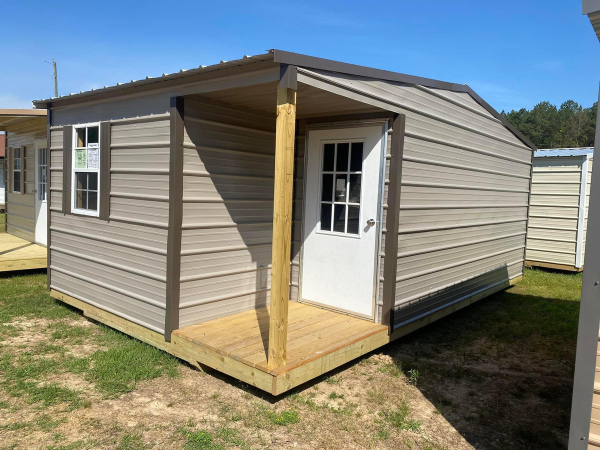 Corner Porch Portable Building – Holcomb Buildings